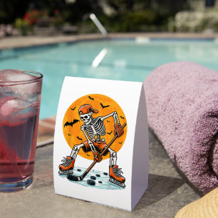 Plaque De Table Hockey sur glace squelette Halloween épouvantable