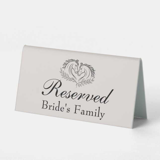 Plaque De Table Horse Country Wedding Reserved Bride’s Family (Verso)