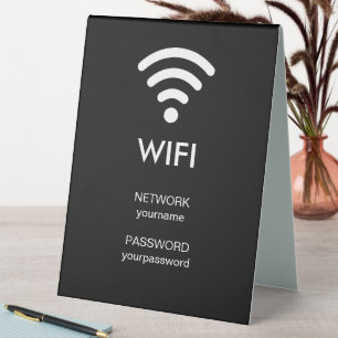 Plaque De Table Icône Wifi Mot de passe Réseau Hôtellerie Entrepri
