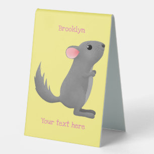 Plaque De Table Illustration de chinchilla gris mignon