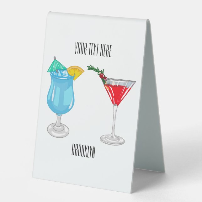 Plaque De Table Illustration de cocktail (Recto)