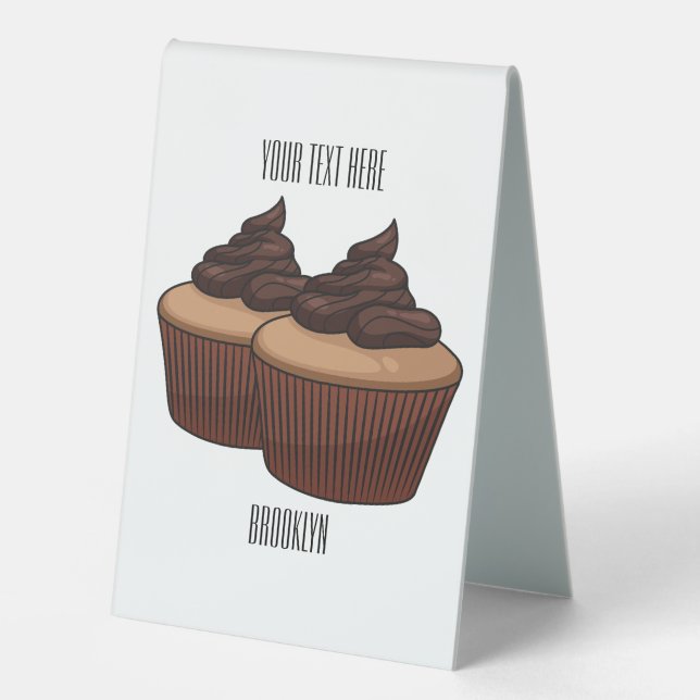 Plaque De Table Illustration de Cupcake (Recto)