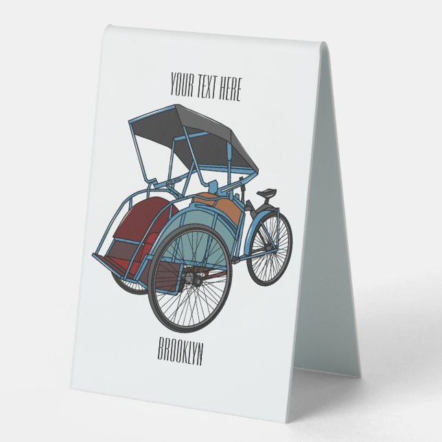 Plaque De Table Illustration de cyclo-pousse (Recto)