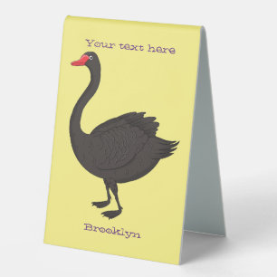 Plaque De Table Illustration de cygne noir