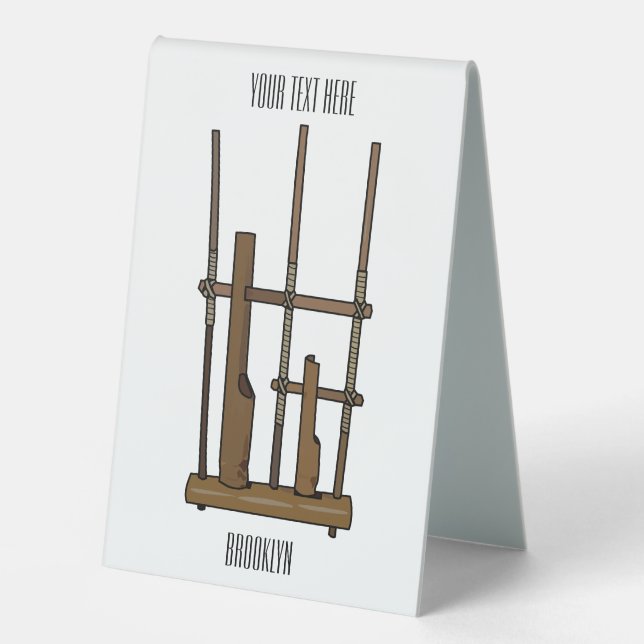 Plaque De Table illustration de dessin animé Angklung (Recto)