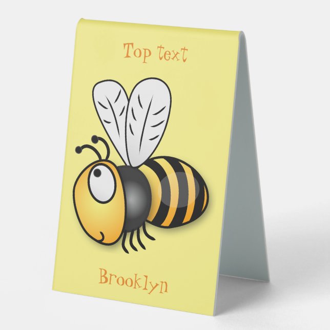 Plaque De Table Illustration de dessin animé d'abeilles joyeux (Recto)