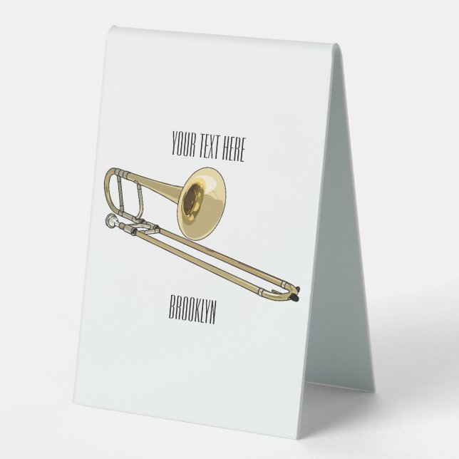 Plaque De Table Illustration de dessin animé de trombone (Recto)