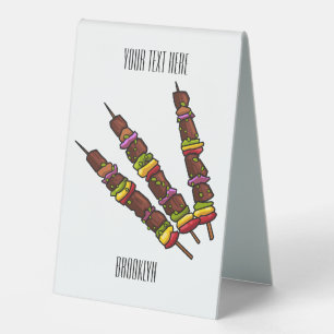 Plaque De Table Illustration de dessin animé Kebab ou kabob