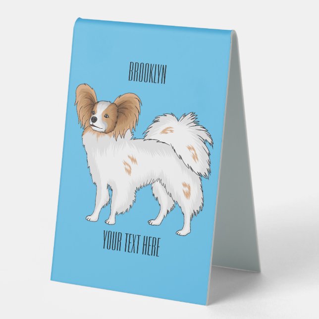 Plaque De Table Illustration de dessin pour chien de Papillon (Recto)