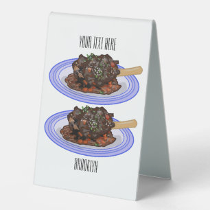 Plaque De Table Illustration de la caricature de l'agneau braisé