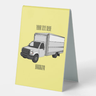 Plaque De Table Illustration de la caricature du camion-boîte