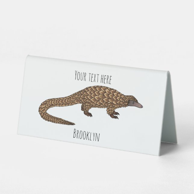 Plaque De Table Illustration de pangolin à queue longue (Recto)