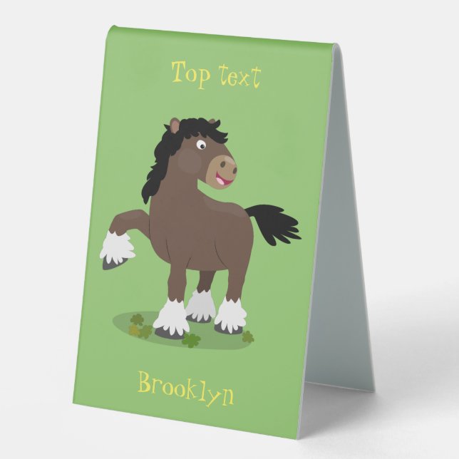 Plaque De Table Illustration de style cartoon d'un cheval de trait (Recto)