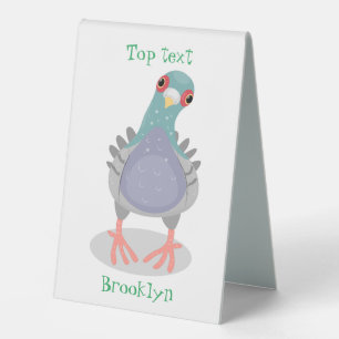 Plaque De Table Illustration drôle de pigeon curieux