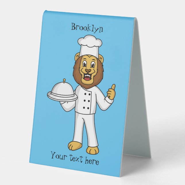Plaque De Table Illustration du chef mignon lion (Recto)