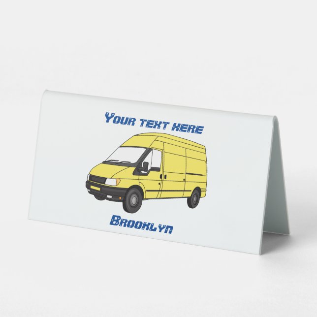 Plaque De Table Illustration du fourgonnette de livraison (Recto)