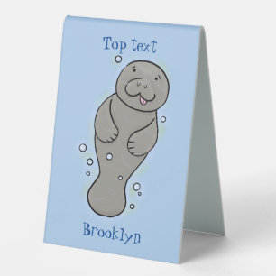 Plaque De Table Illustration d'un bébé lamantin mignon avec des bu
