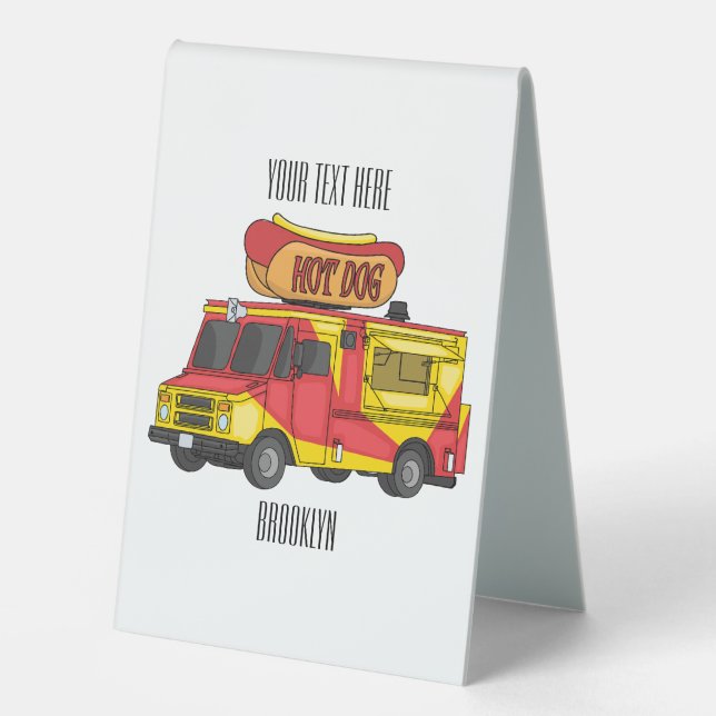 Plaque De Table Illustration d'un camion de nourriture pour chien  (Recto)