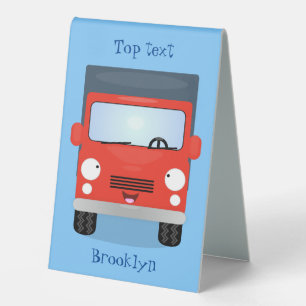 Plaque De Table Illustration d'un camion kawaii rouge mou