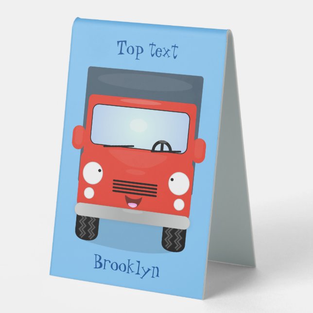 Plaque De Table Illustration d'un camion kawaii rouge mou (Recto)