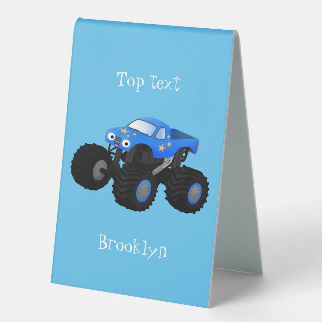 Plaque De Table Illustration d'un camion monstre bleu mou (Recto)
