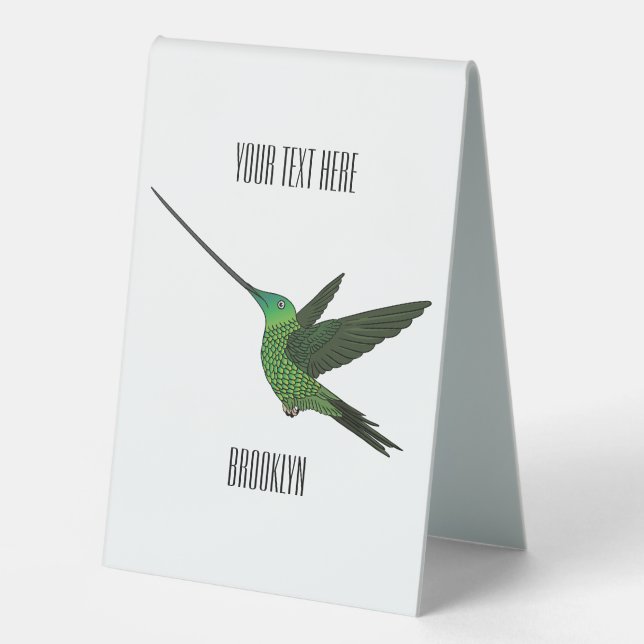 Plaque De Table Illustration d'un colibri à bec épée (Recto)