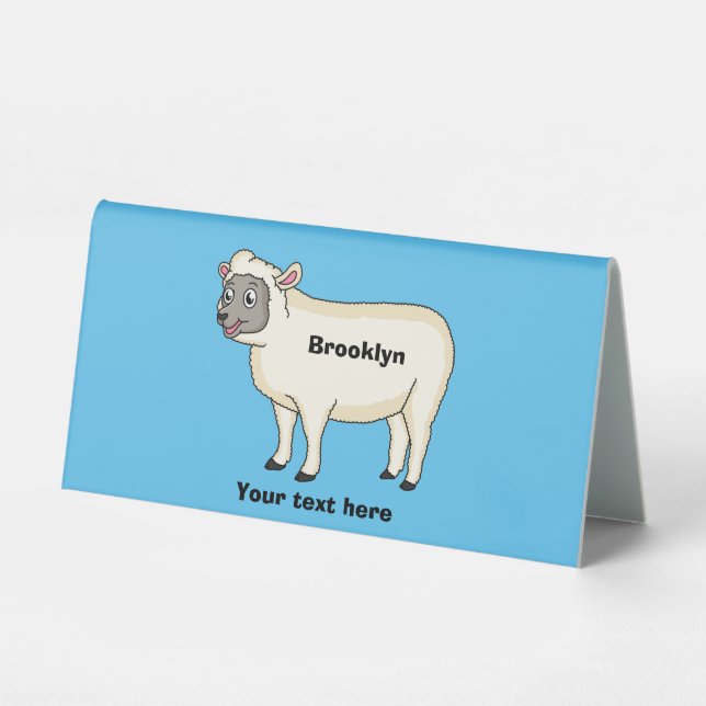 Plaque De Table Illustration d'un mouton joyeux (Recto)