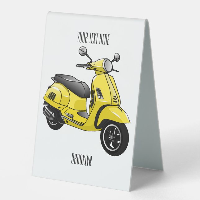 Plaque De Table Illustration d'une moto cyclable (Recto)