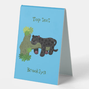 Plaque De Table Image de dessin animé de chat en panthère noire ja