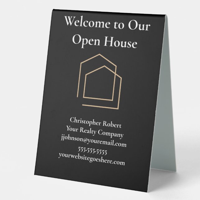 Plaque De Table Immobilier noir classique (Recto)