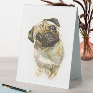 Plaque De Table Impression carlin face Chien de Carlin mignon