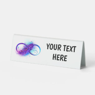Plaque De Table Infinity with purple feather
