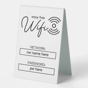 Plaque De Table Instructions WiFi personnalisées pour la location