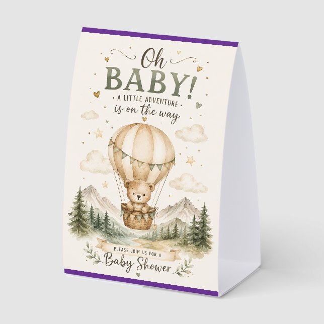 Plaque De Table Invitation à l'aventure pour Baby Shower (Recto)