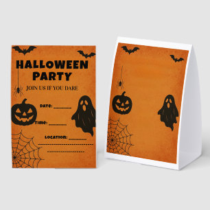 Plaque De Table Invitation vintage du parti Halloween   Icônes éff