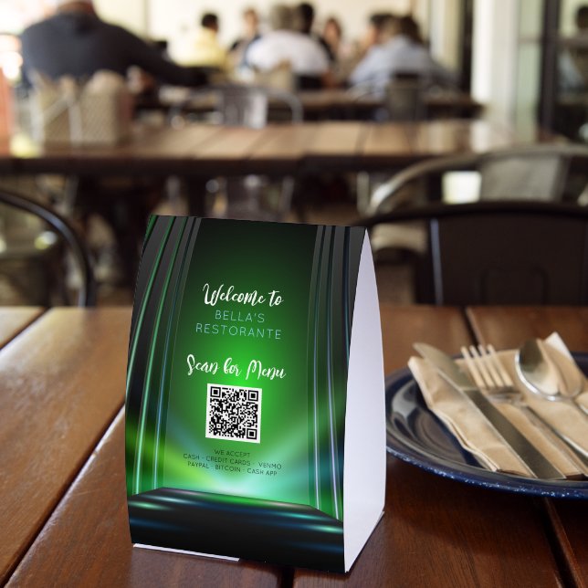 Plaque De Table Ishish Green Menu Restaurant QR Code Panneau de la (Insitu (restaurant))