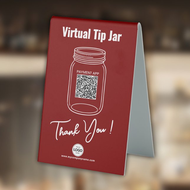 Plaque De Table Jar de conseil virtuel, Code QR personnalisé, Logo (Créateur téléchargé)