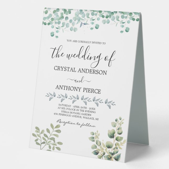 Plaque De Table Jardin à thème romantique Eucalyptus (Recto)