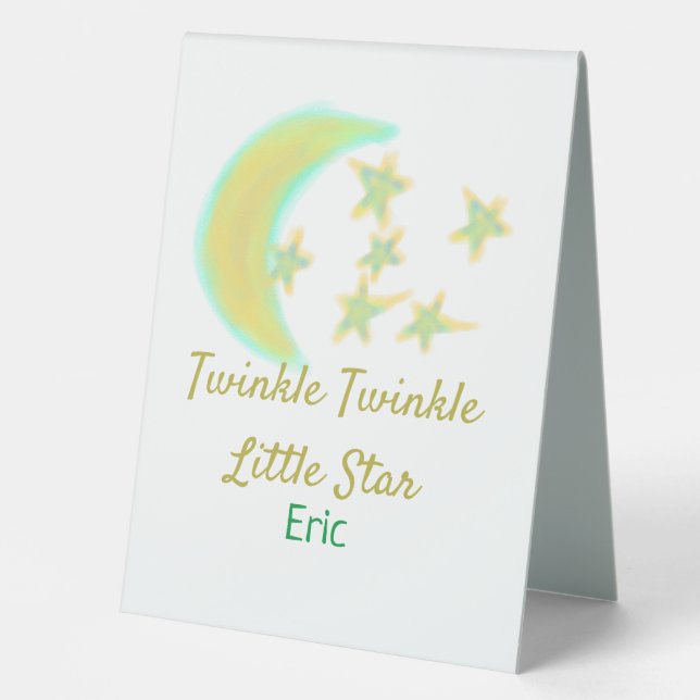 Plaque De Table Jaune vert scintille Twinkle Little Star ajouter l (Recto)