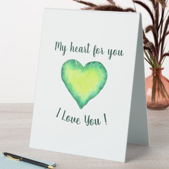 Plaque De Table Je t'aime Mignon Vert et Bleu Saint Valentin    (En SItu (Tableau))