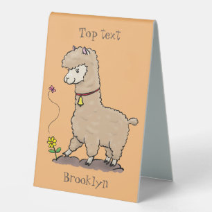 Plaque De Table Joli alpaga joyeux avec dessin animé de papillon