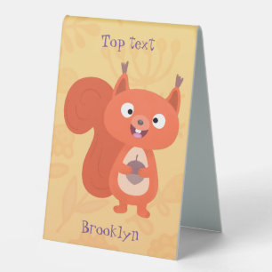 Plaque De Table Joli dessin animé d'écureuil roux