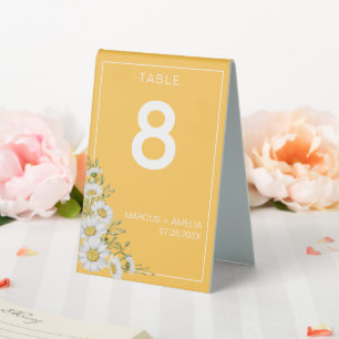 Plaque De Table Joli Numéro de Table Jaune Blanc Jonquilles Margue