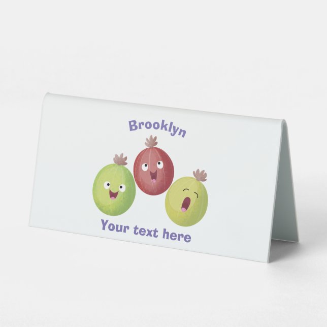 Plaque De Table Joli trio gooseberry chantant dessin animé (Recto)