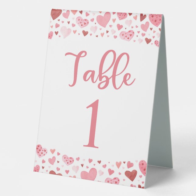 Plaque De Table Jolie carte de numéro de table Saint-Valentin cœur (Recto)