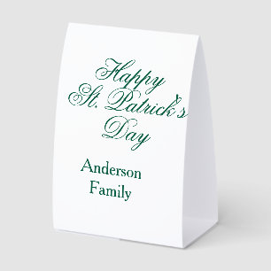 Plaque De Table Joyeuse Saint-Patrick famille nom vert minimal