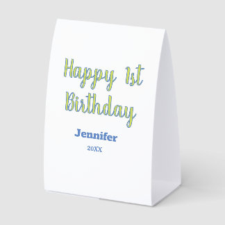 Plaque De Table Joyeux 1er anniversaire enfants bébé vert bleu pas