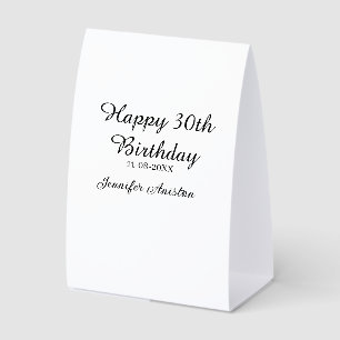 Plaque De Table Joyeux 30e anniversaire ajouter nom date élégant s