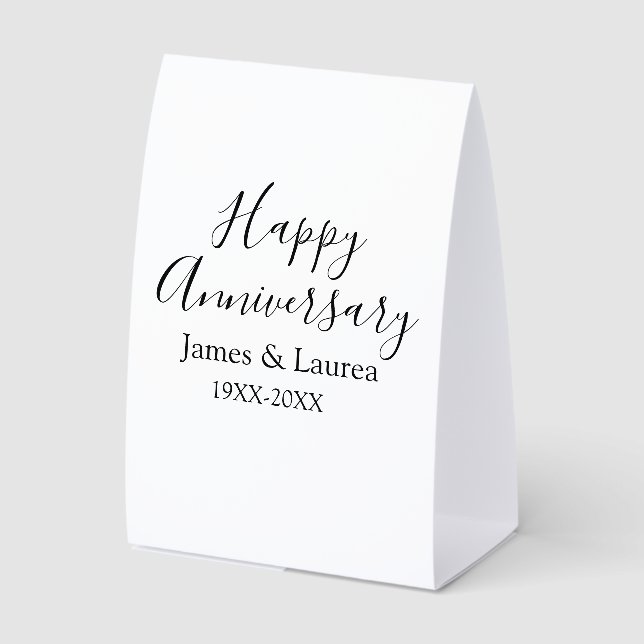Plaque De Table Joyeux anniversaire mariage nom date année simple  (Recto)