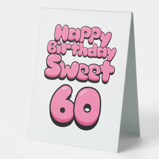 Plaque De Table Joyeux Anniversaire Sweet 60 (Recto)